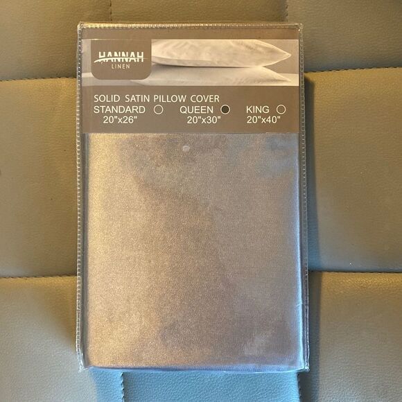 New With Tags Solid Satin Pillow Cover 2 Pk Gray - Picture 1 of 3